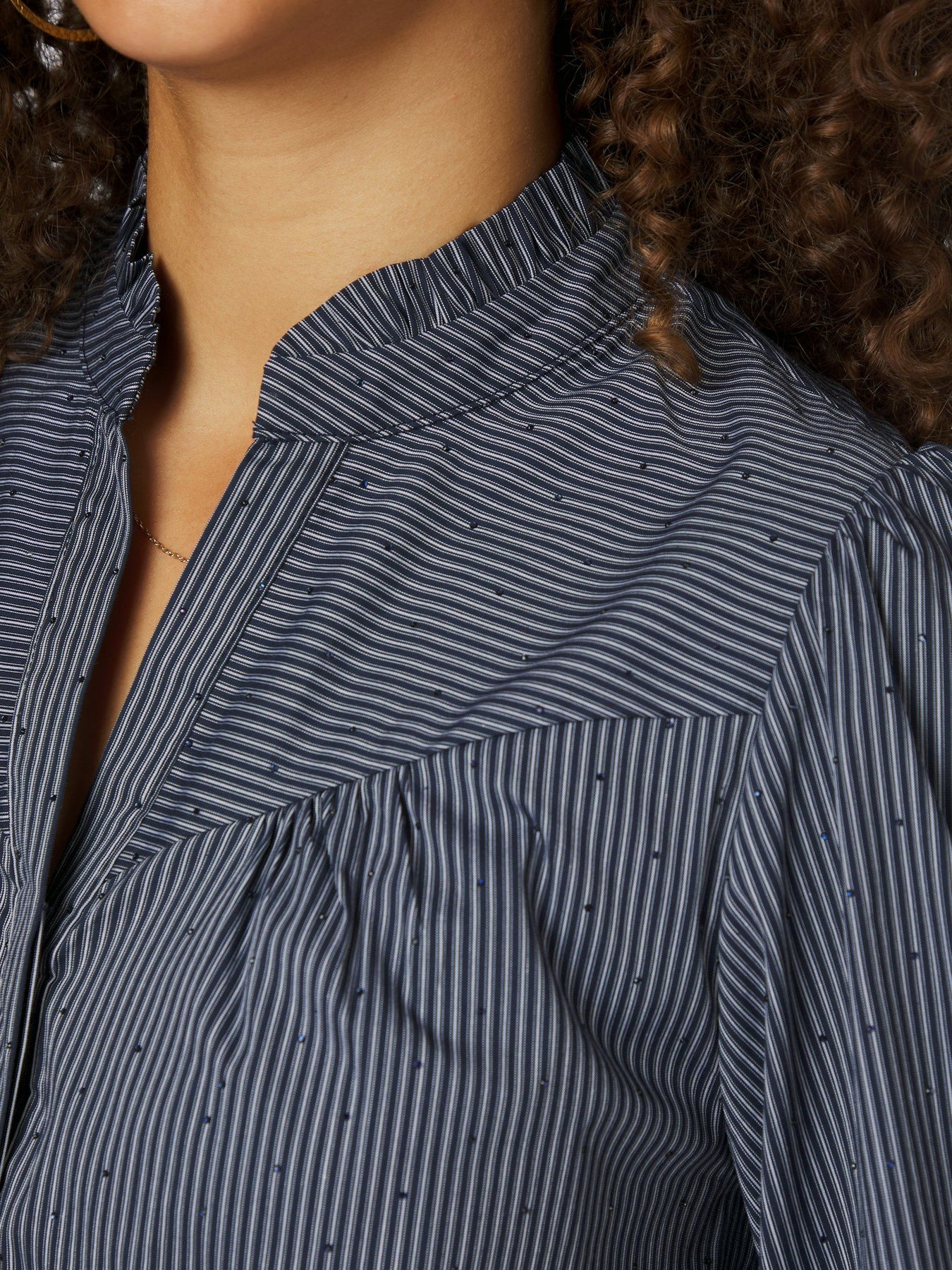 Astrida Stripe Stone Blus - Navy