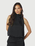 Veda Heavy Sateen Bedaz Top - Svart