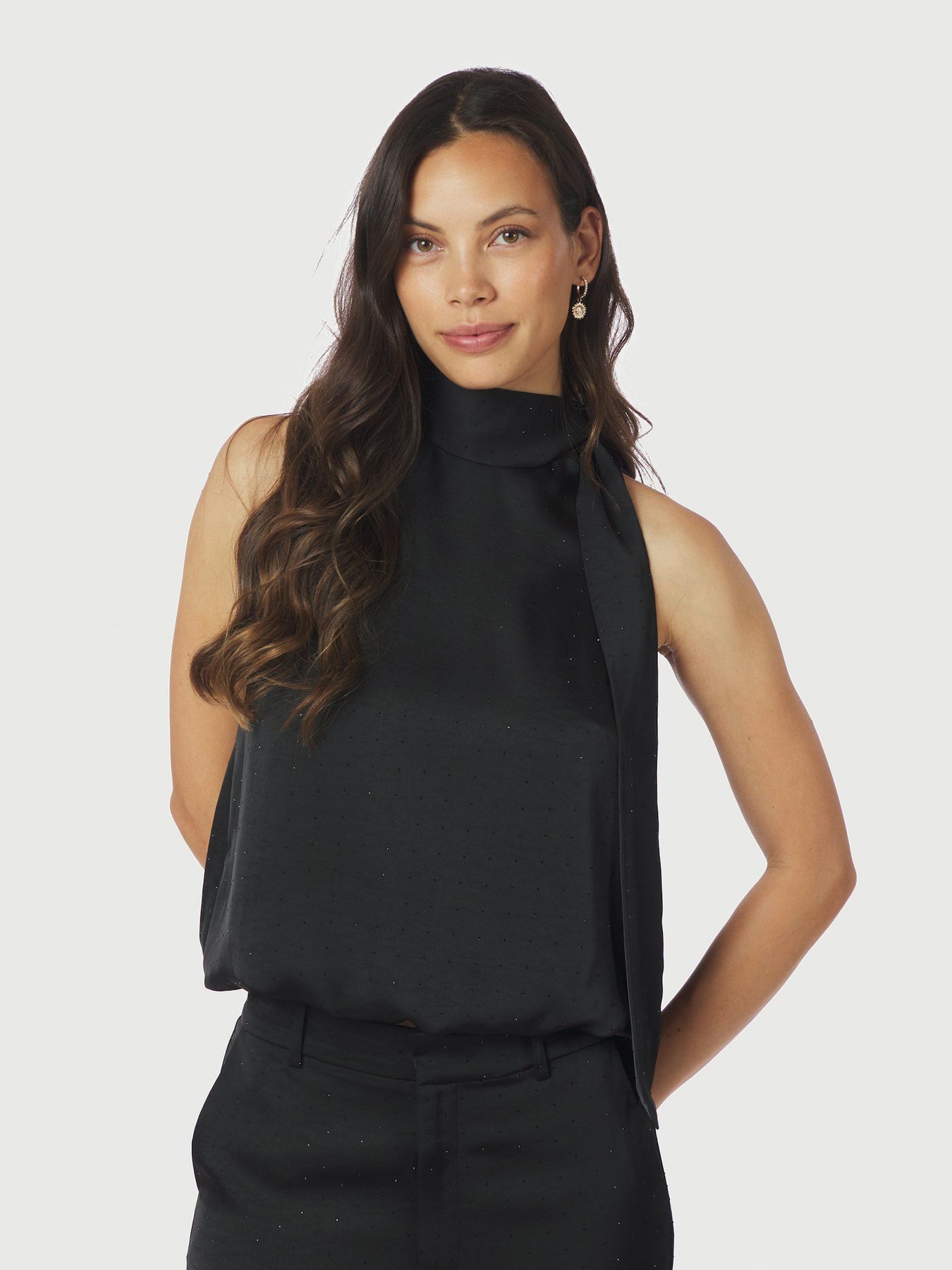 Veda Heavy Sateen Bedaz Top - Svart