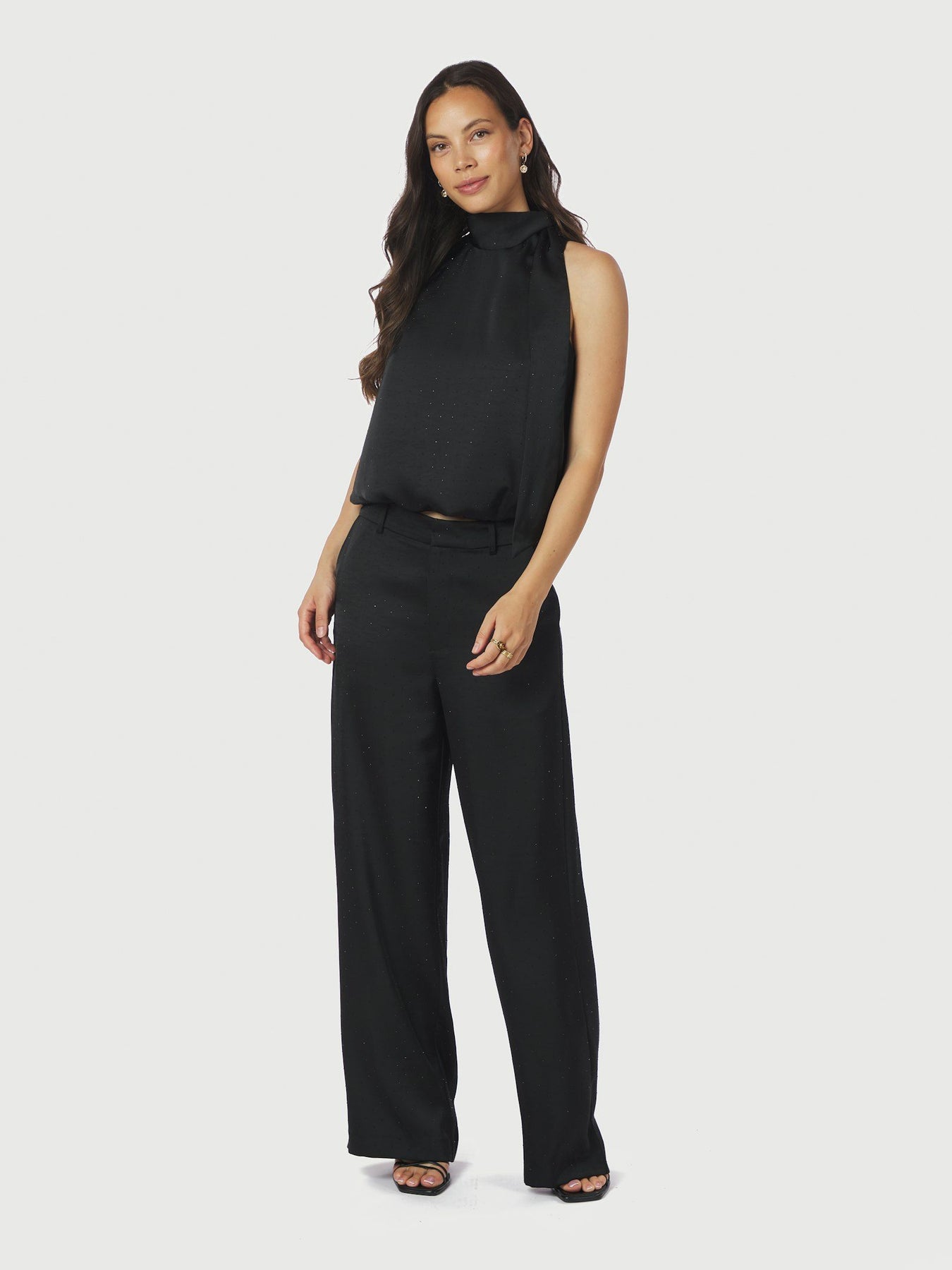 Veda Heavy Sateen Bedaz Top - Svart