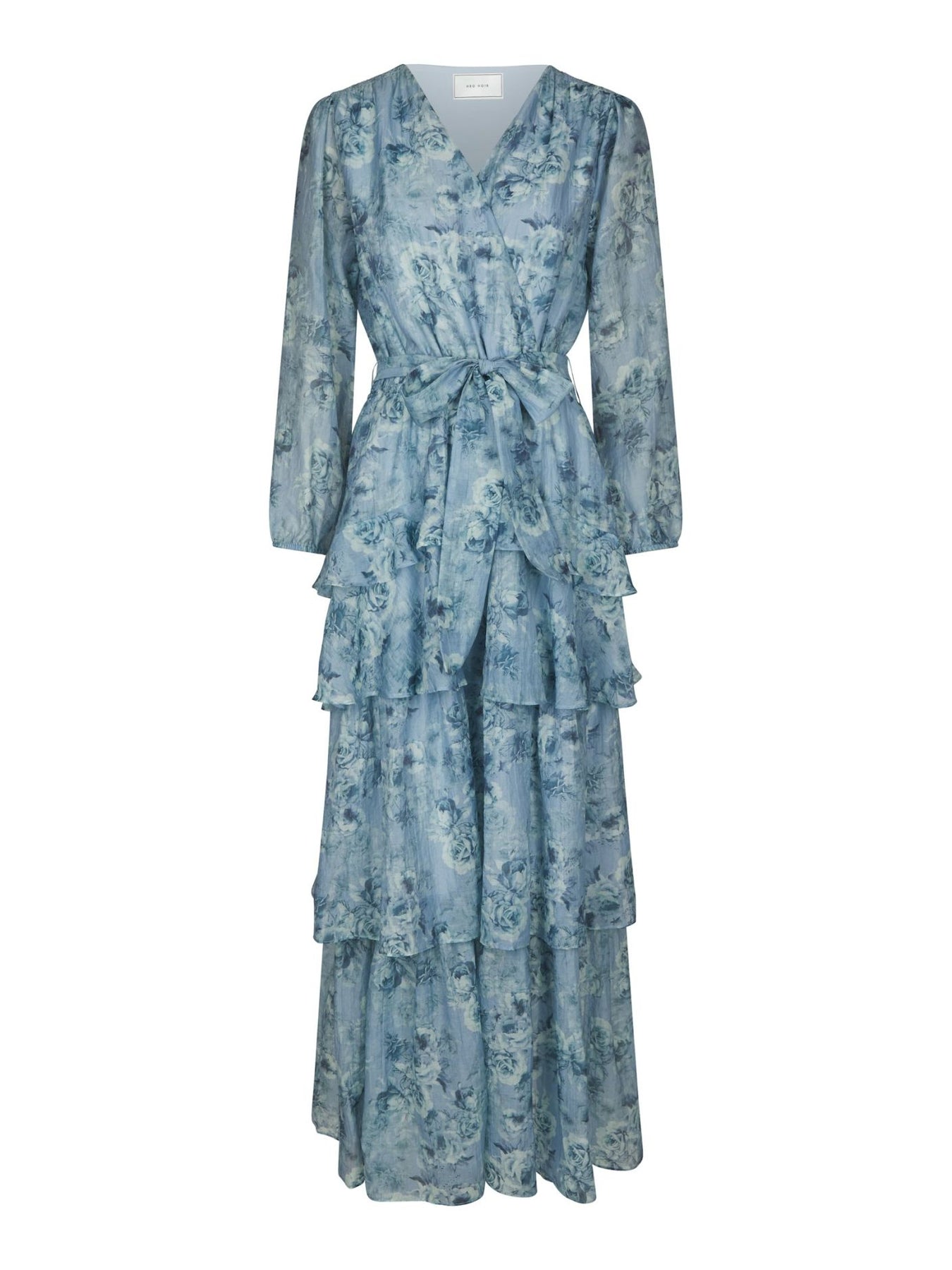 Denila Crepe Print Klänning - Dusty Blue