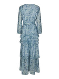 Denila Crepe Print Klänning - Dusty Blue