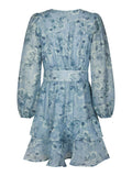 Mabella Crepe Print Dress - Dusty Blue