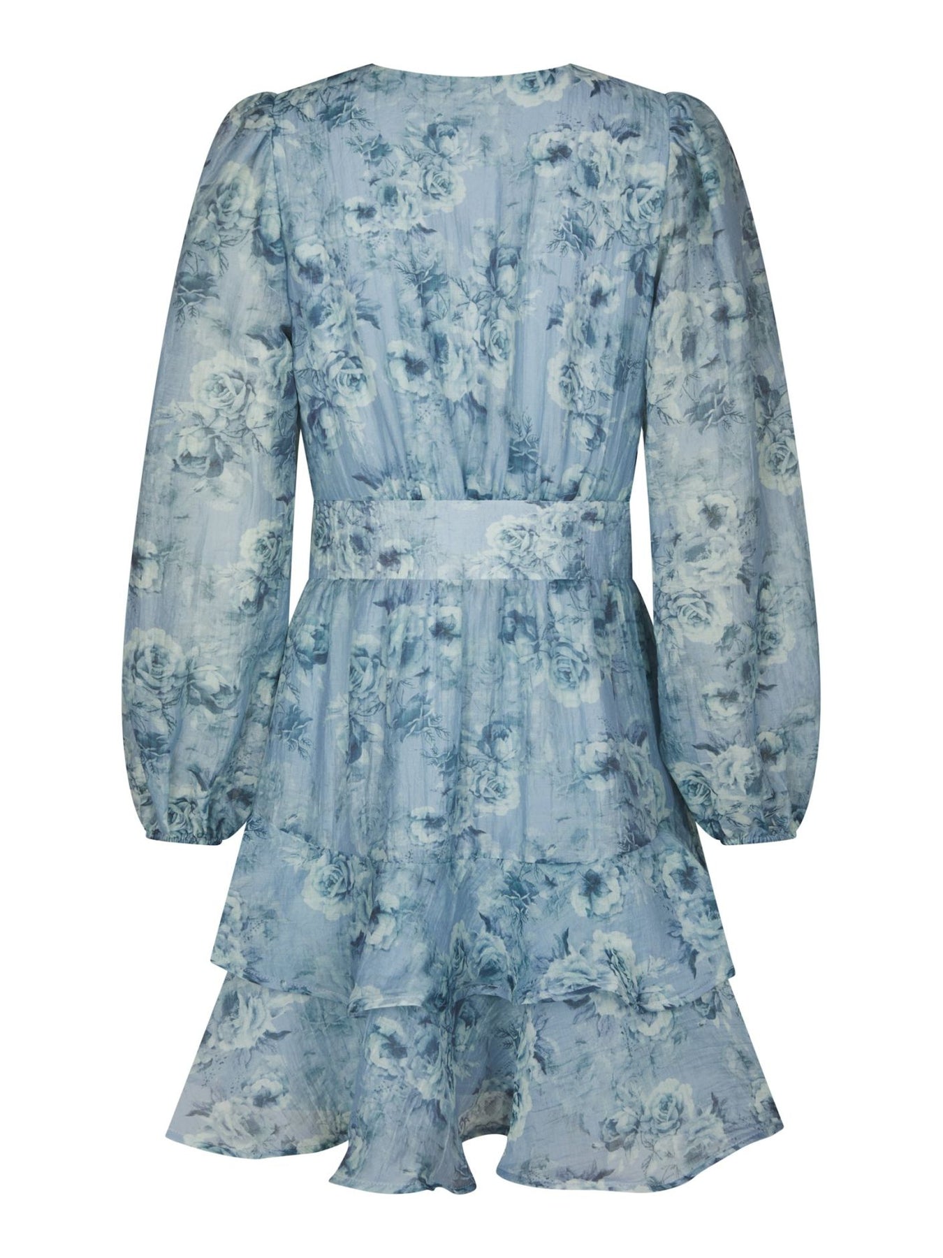 Mabella Crepe Print Dress - Dusty Blue