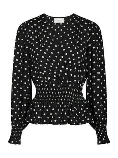 Tamona Crepe Dot Blouse - Black