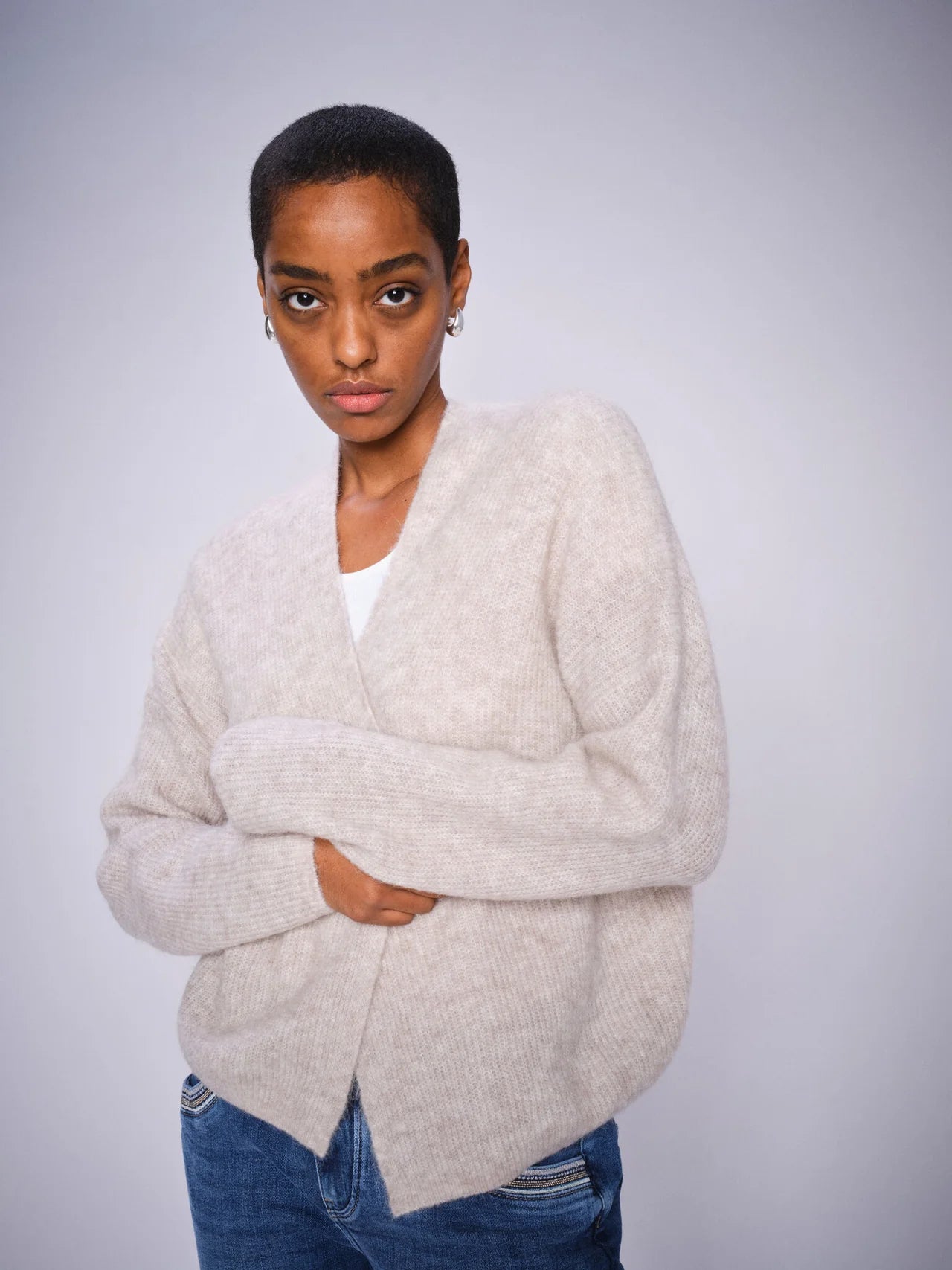 Thora Relax Knit Cardigan - Feather Gray
