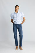 Frannie Stripe Shirt - White/Light Blue