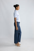 Frannie Stripe Shirt - White/Light Blue