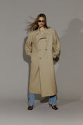 Trenchcoat i ullblandning - Beige