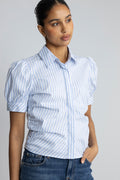 Frannie Stripe Shirt - White/Light Blue