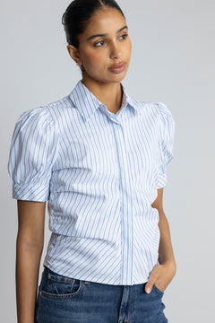Frannie Stripe Shirt - White/Light Blue