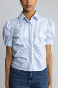 Frannie Stripe Shirt - White/Light Blue