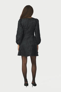 Milly Flower Brocade Dress - Black