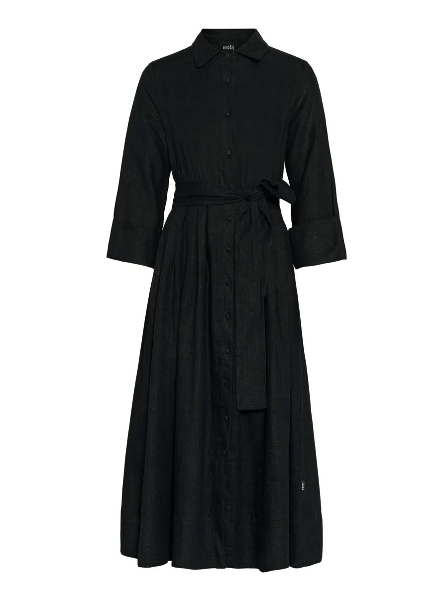 Marja Linen Dress - Black