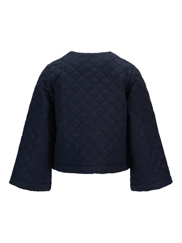 Azelia Padded Linen Jacket - Navy