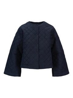 Azelia Padded Linen Jacket - Navy