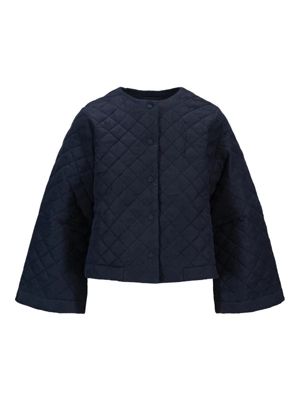 Azelia Padded Linen Jacket - Navy