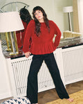 Thora O-Neck Frill Knit - Rhythmic Red
