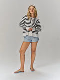Ella & il Sissy Merino Jacket - Vit med marinblå ränder