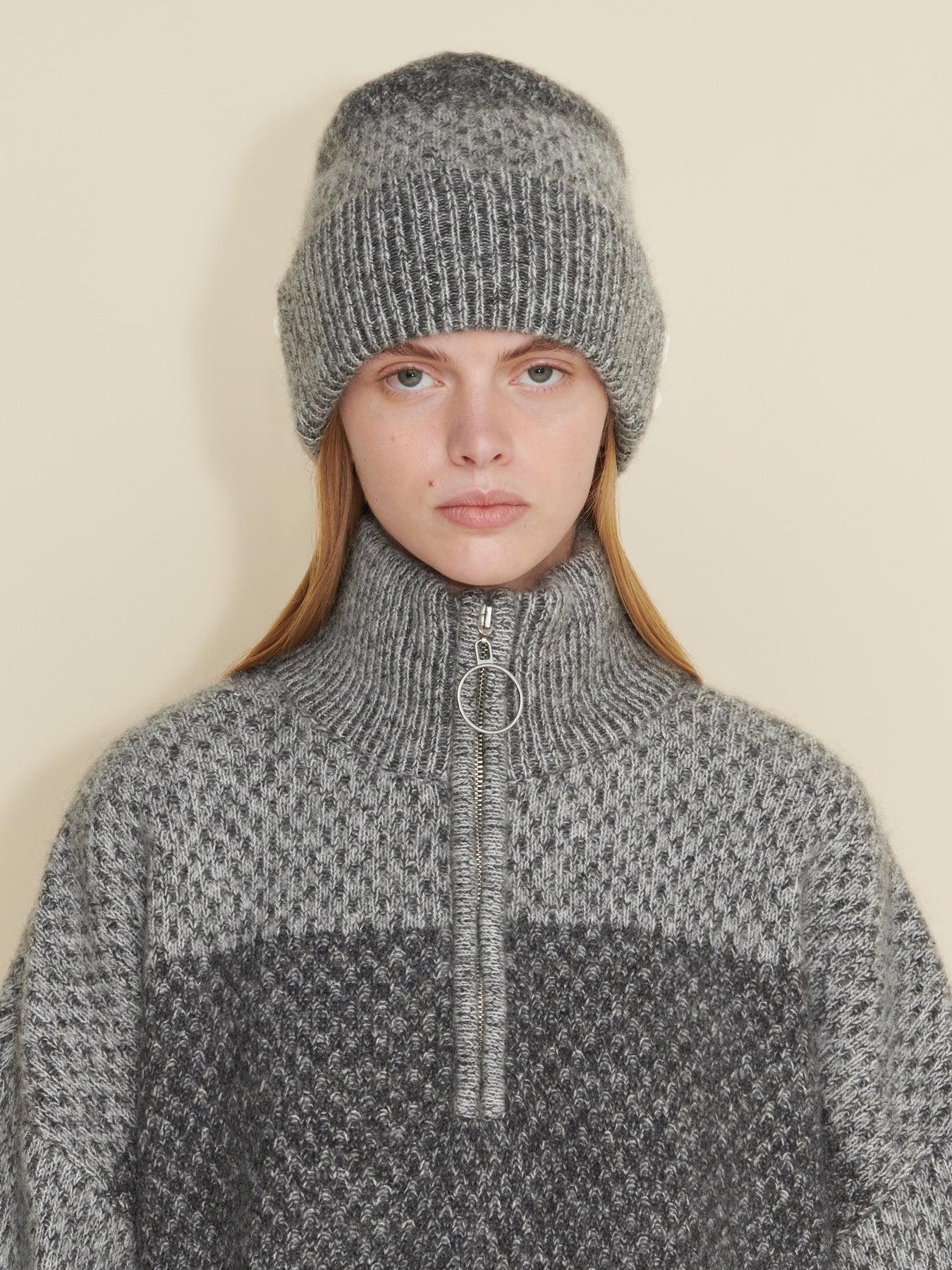Tine Knit Beanie - Dark Grey Mix
