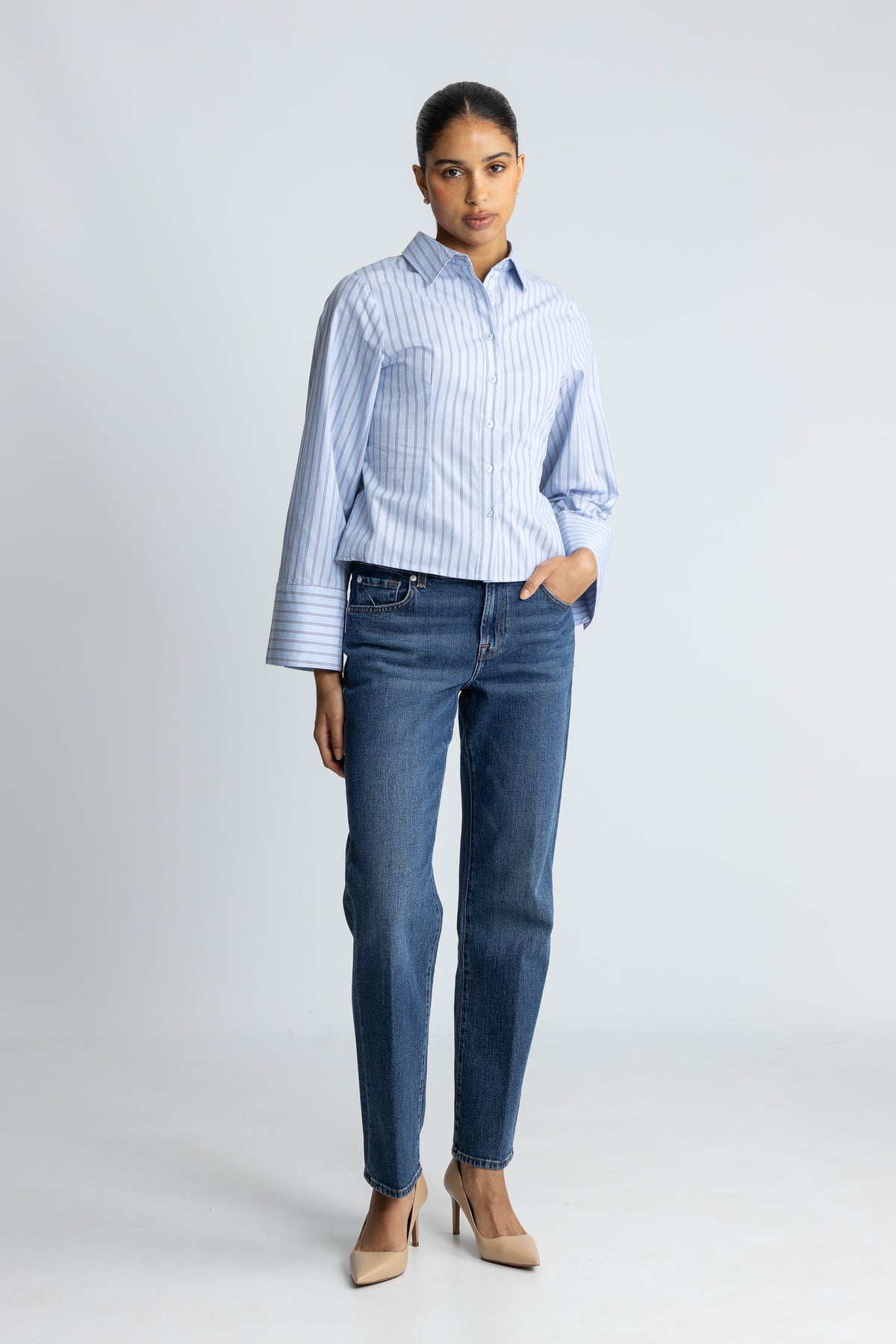 Clarida Stripe Shirt - Ljusblå