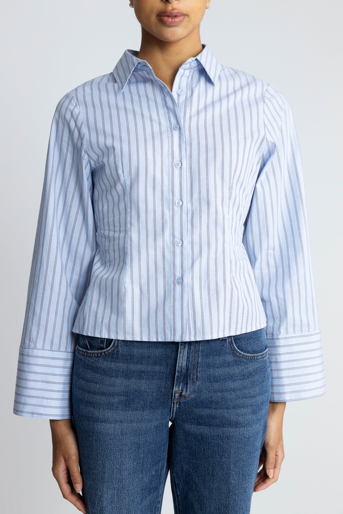 Clarida Stripe Shirt - Ljusblå