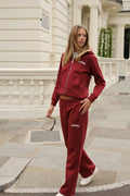 W. Varsity Zip Hoodie - Burgundy