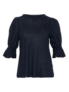 Janna Linen Top - Navy