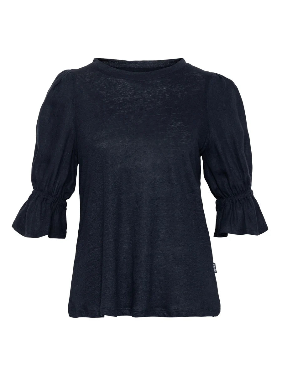 Janna Linen Top - Navy