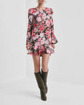 Satin Shift Dress - Midnight Roses