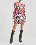 Satin Shift Dress - Midnight Roses
