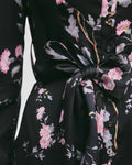 Satin Belt Dress - Midnight Garden