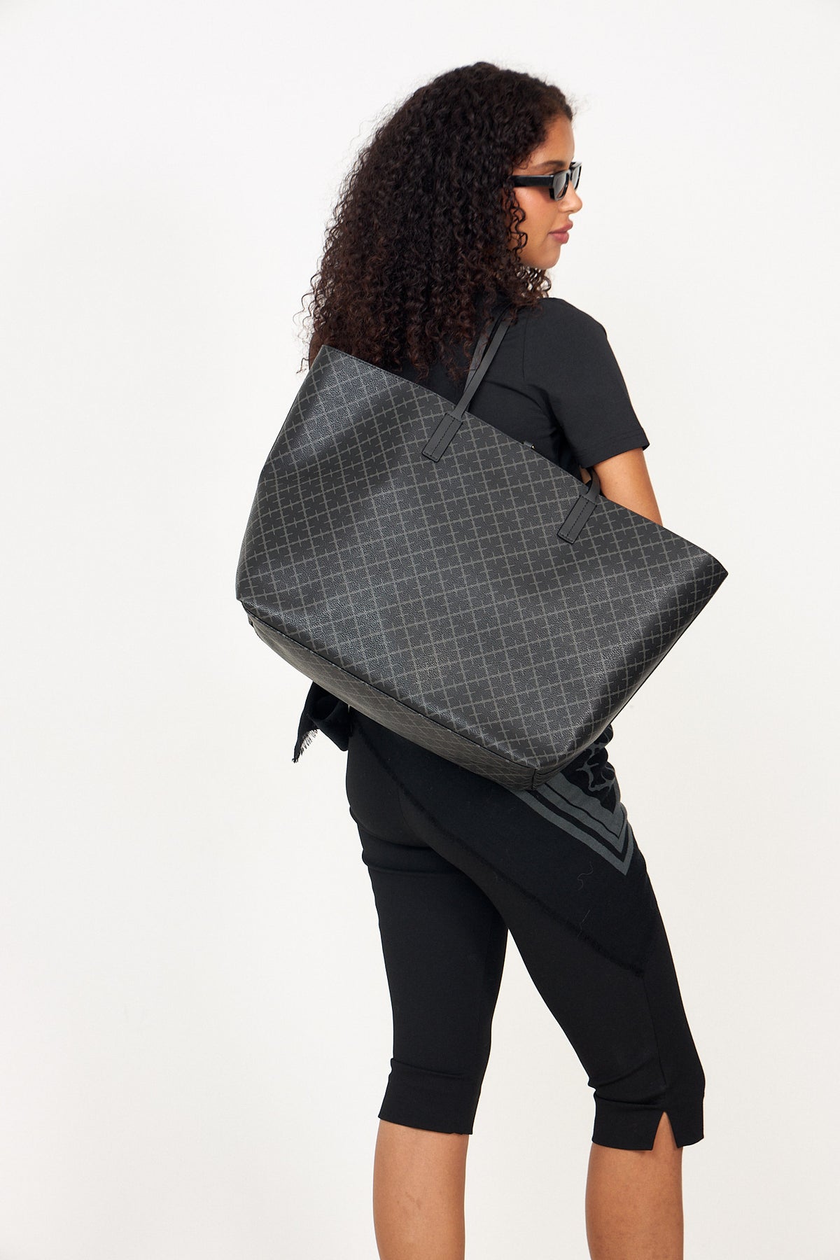 Abi Printed Tote Bag - Charcoal