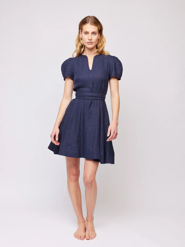 Zenya Linen Dress - Navy