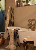 Striped Terry Towel 30X50 - Blackish Navy/ Lt Beige