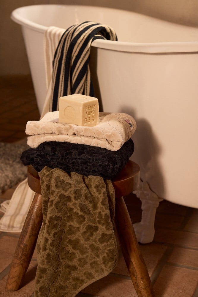 Velour Jacquard Handduk 30x50 - Ljusbeige