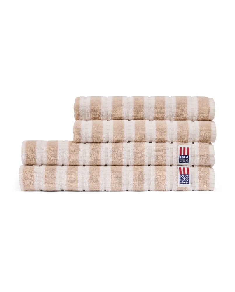 Randig Frottéhandduk 70x130 - Ljusbeige/Offwhite