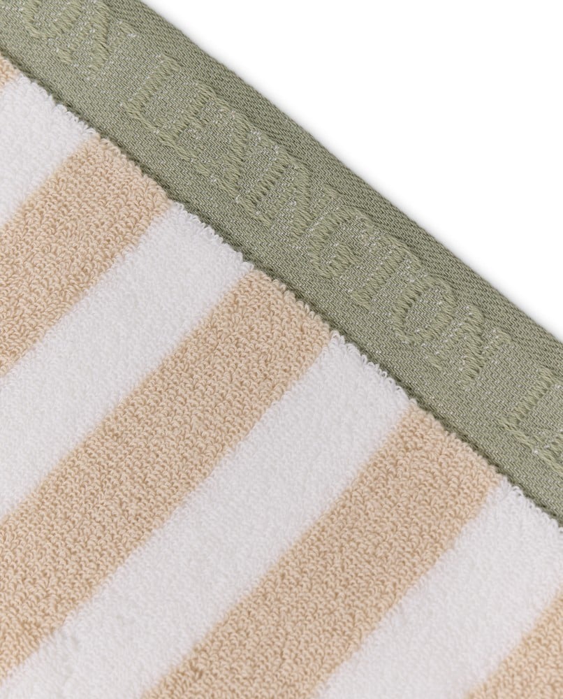 Block Striped Handduk 30x50 - Moonbeam/White/Vintage