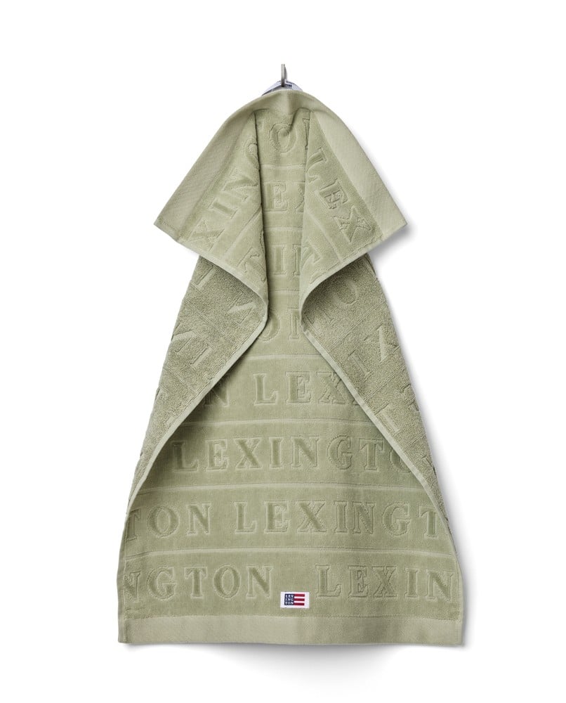 Velour Jacquard Logo Handduk 70X130 - Vintage Green