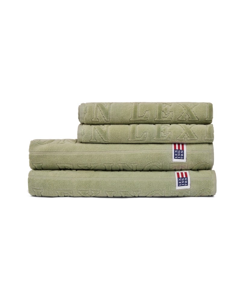 Velour Jacquard Logo Handduk 70X130 - Vintage Green