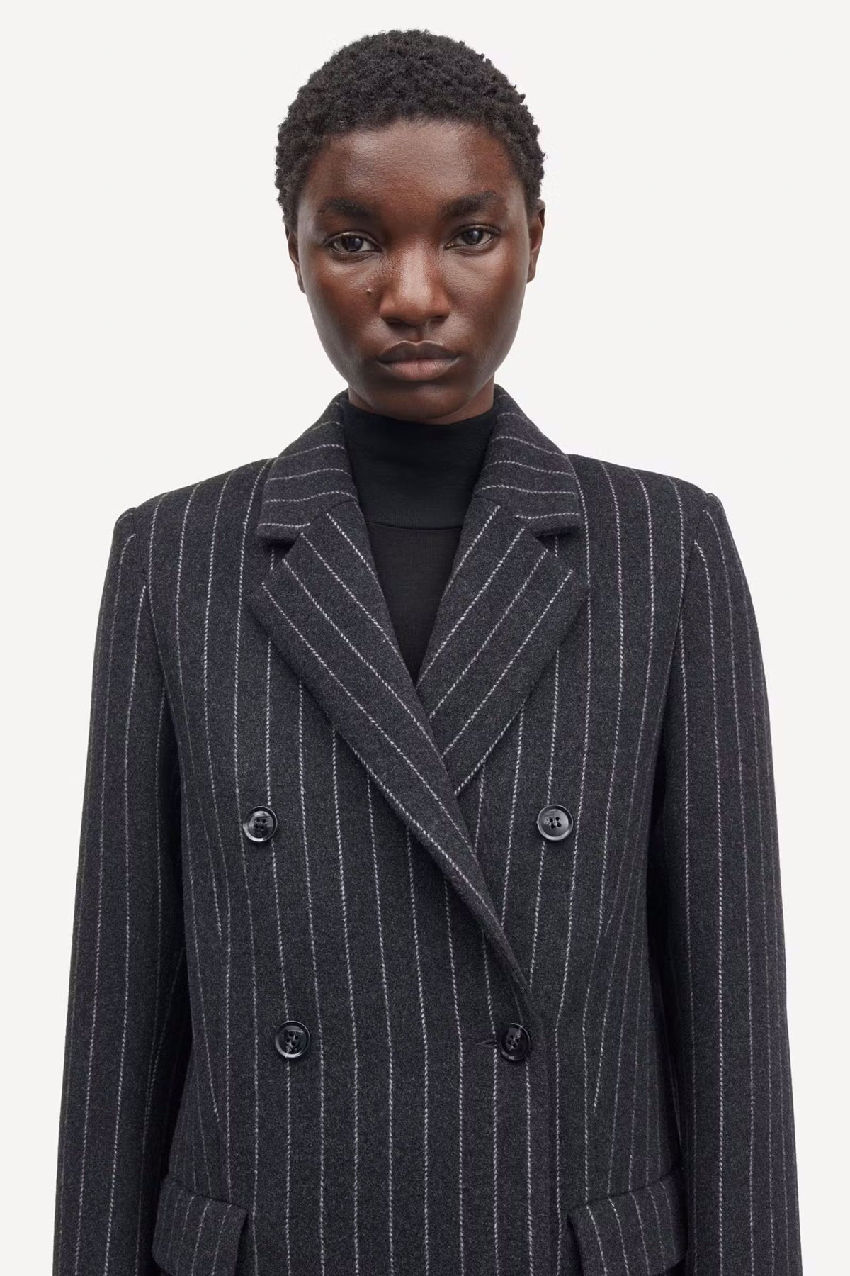 Safalcon Coat - Dark Grey Pinstripe