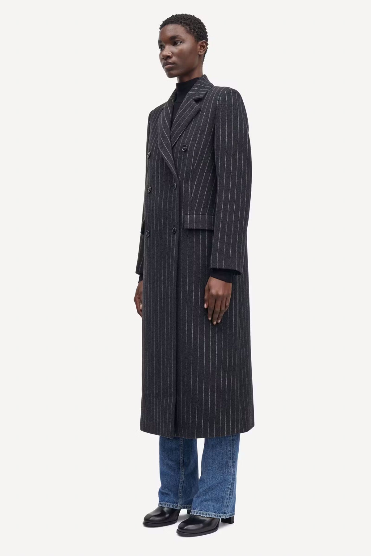 Safalcon Coat - Dark Grey Pinstripe