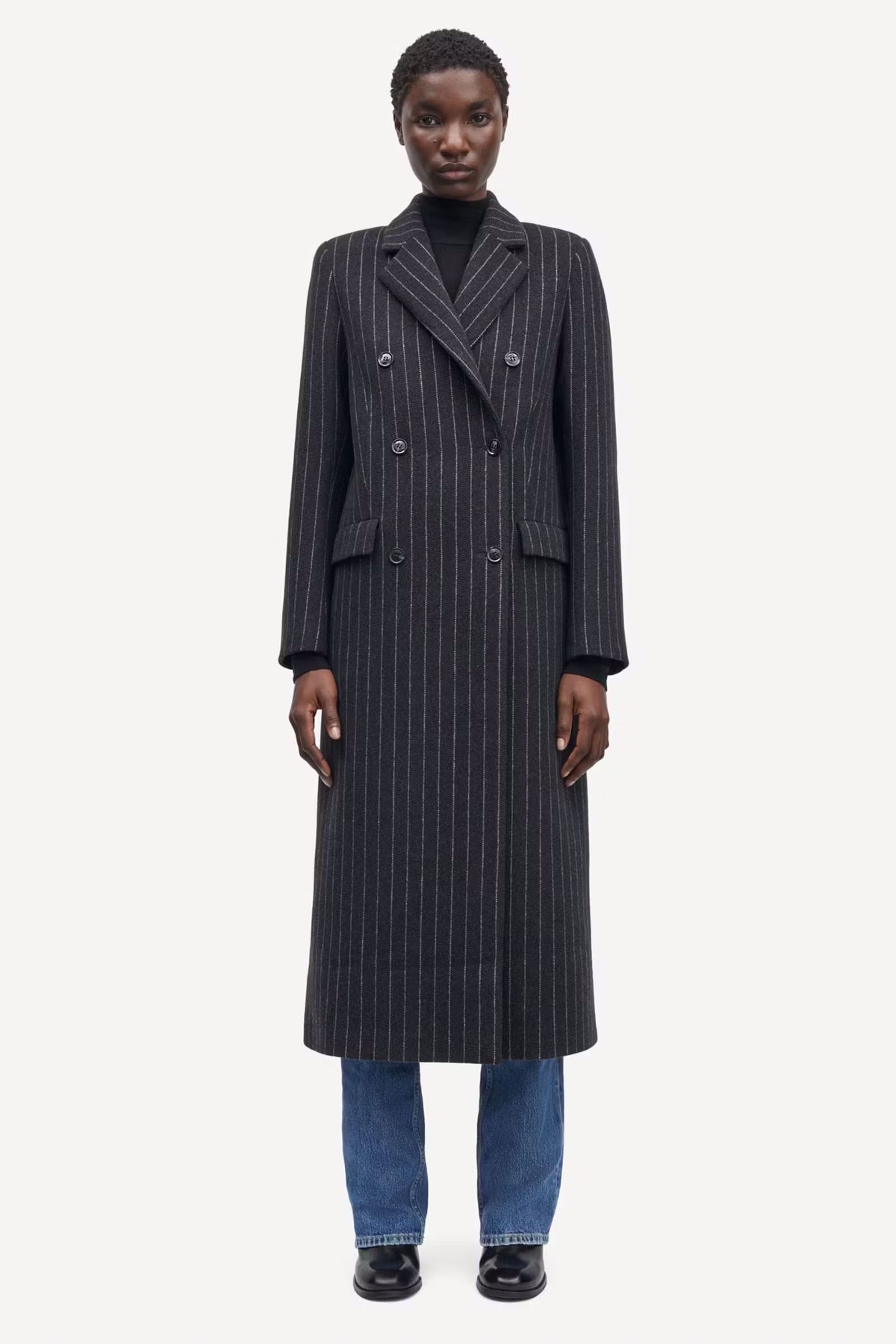 Safalcon Coat - Dark Grey Pinstripe