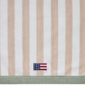 Block Striped Strandhandduk 100x180 - Moonbeam/White/Vintage Green