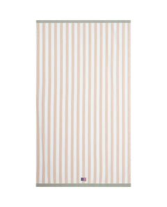 Block Striped Cotton Terry Beach Towel 100X180 - Moonbeam/White/Vintage Green