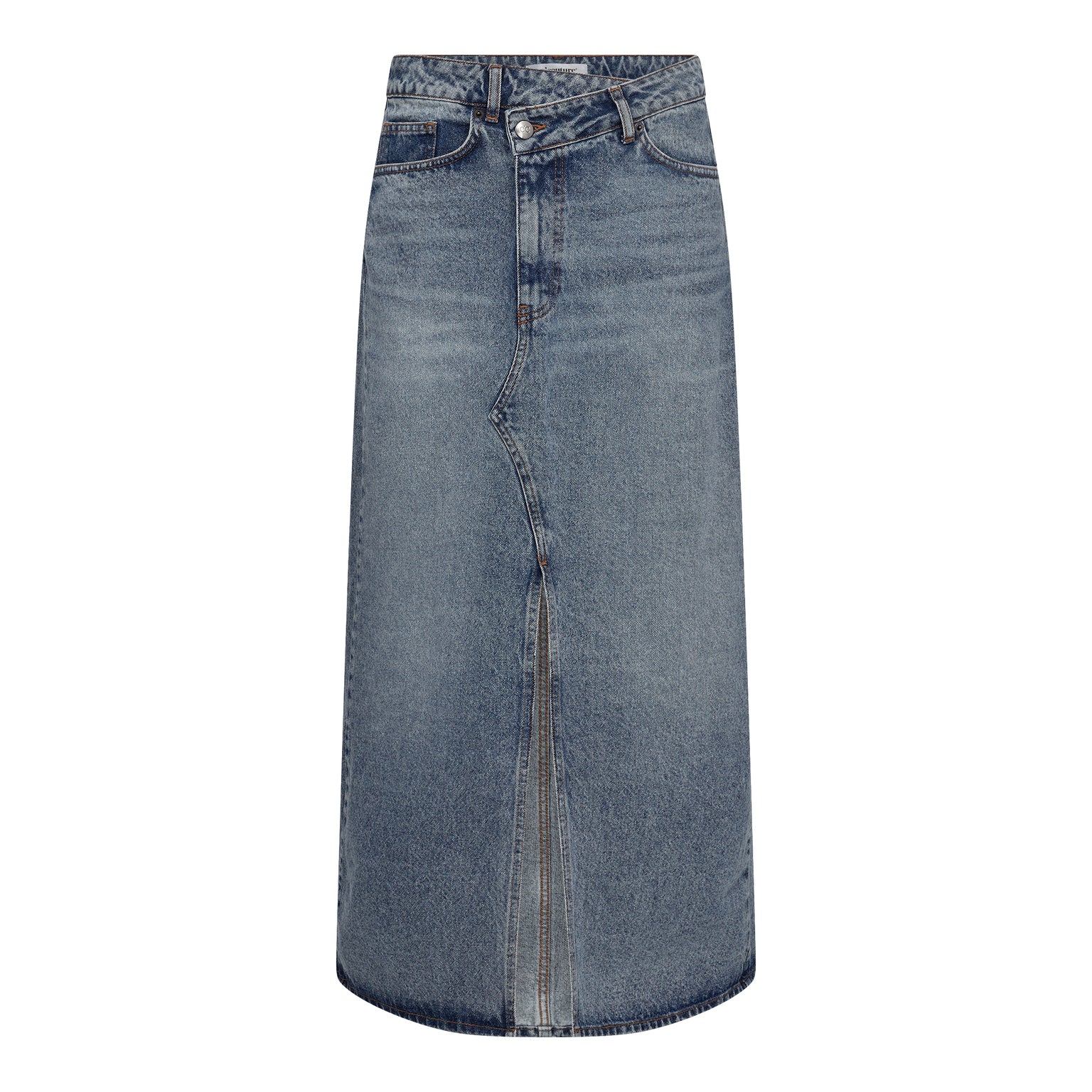 VikaCC Asym Slit Skirt - Denim blue