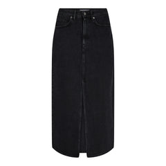 Vika Slit Denim Skirt - Black
