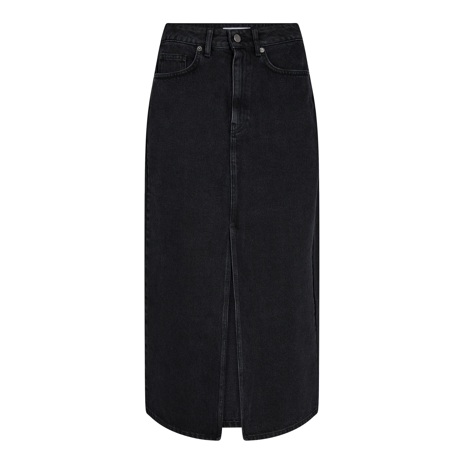 Vika Slit Denim Skirt - Black