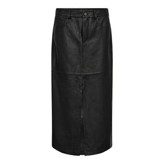 Phoebecc Leather Slit Skirt - Black