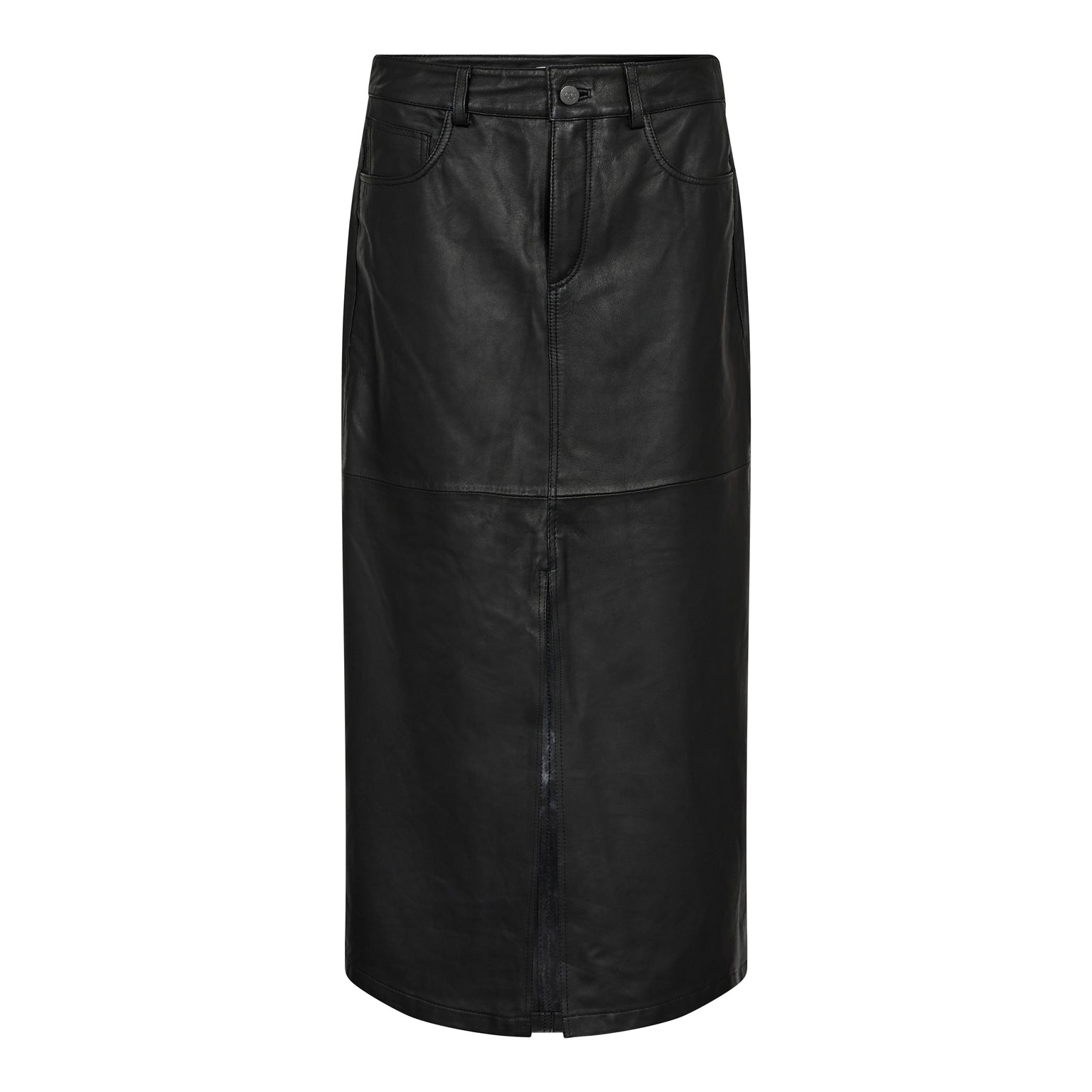 Phoebecc Leather Slit Skirt - Black